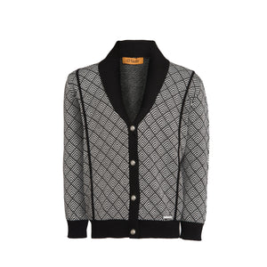 Cowl Neck Boys Cardigan Black Shawl Collar - OTedd