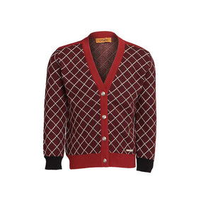 Royal Red Herringbone Boys Cardigan - OTedd