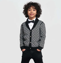 Load image into Gallery viewer, Cowl Neck Boys Cardigan Black Shawl Collar - OTedd