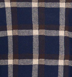 Navy Tartan Round Neck Jumper - OTedd