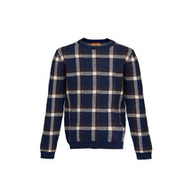 Load image into Gallery viewer, Navy Tartan Round Neck Jumper - OTedd
