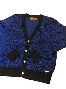 Royal Blue Herringbone Boys Cardigan - OTedd
