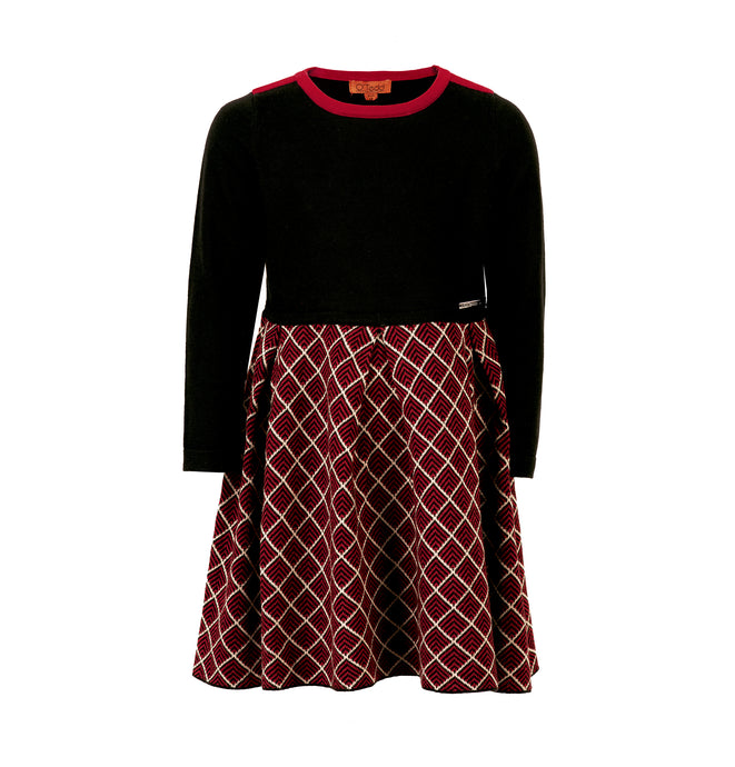 Royal Red Herringbone Girls Dress - OTedd