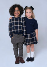 Load image into Gallery viewer, Navy Tartan Round Neck Jumper - OTedd