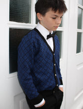 Load image into Gallery viewer, Royal Blue Herringbone Boys Cardigan - OTedd