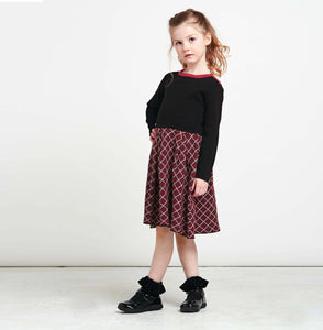 Royal Red Herringbone Girls Dress - OTedd