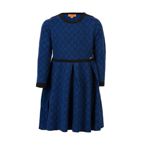 Royal Blue Herringbone Girls Dress - OTedd