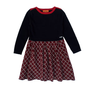 Royal Red Herringbone Girls Dress - OTedd