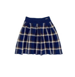 Navy Tartan Pleated Skirt - OTedd